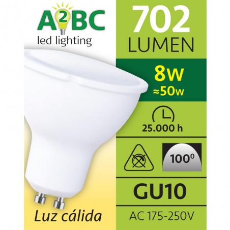 Bombilla A2BC LED GU10 8W - 6000ºK