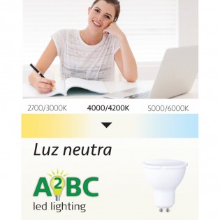 Pack 10 Light bulbs LED GU10 8W (neutral light)