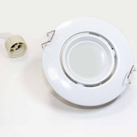 Recessed Downlight round white + 8W LED neutral Bulb