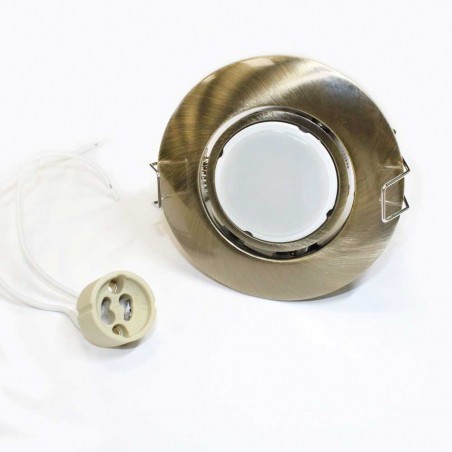 Recessed Downlight round aged gold + 8W LED neutral Bulb