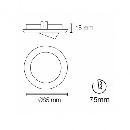 Recessed Downlight tiltable white + 8W LED neutral Bulb