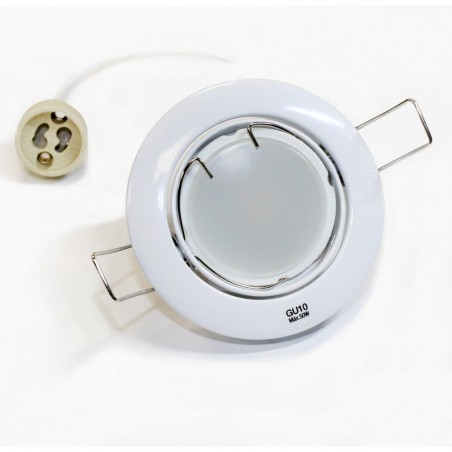 Recessed Downlight tiltable white + 8W LED neutral Bulb