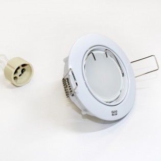 Recessed Downlight tiltable white + 8W LED neutral Bulb