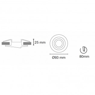 Recessed Downlight rround white + 8W LED warm Bulb