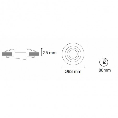 Recessed Downlight rround white + 8W LED warm Bulb