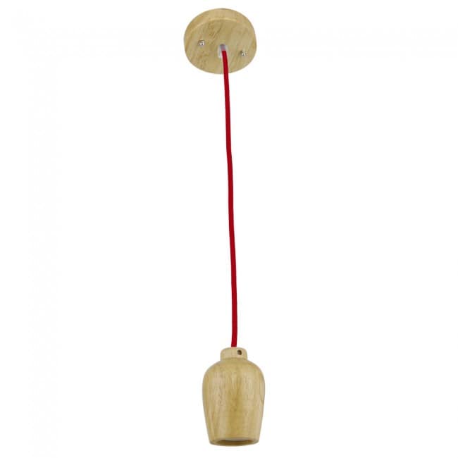 Portalámparas Vintage Madera (cable textil rojo) Portalámparas Vintage Madera (cable textil rojo)