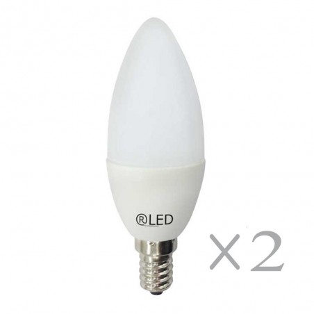 Pack 2 Bombillas LED Vela E14 (6W)