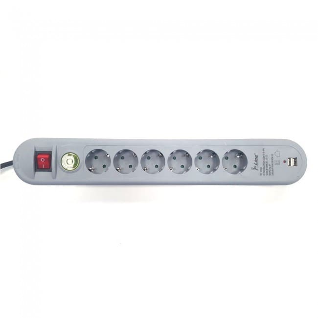 Regleta de 6 tomas con 2 USB