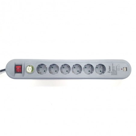 Regleta de 6 tomas con 2 USB