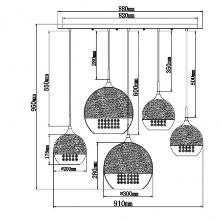 Ceiling light Fermi (5 lights)
