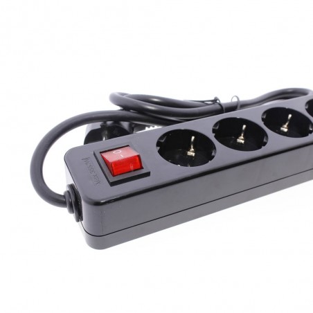 Five sockets black base with switch