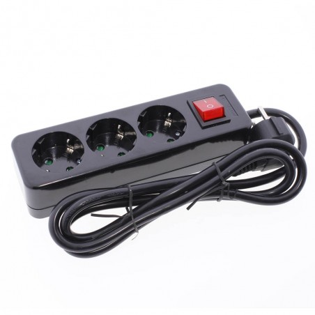 Base three black sockets with switch