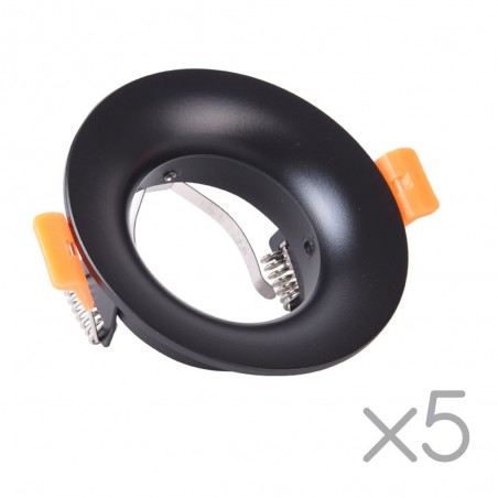 Pack 5 Recessed lights Basic II Round (black)