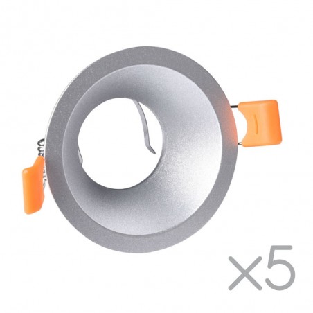Pack 5 Recessed lights Confort Round (silver)