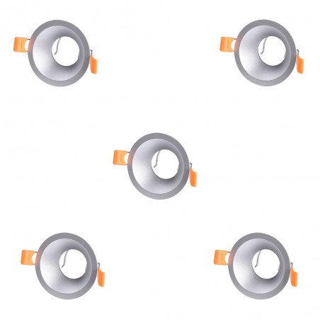 Pack 5 Recessed lights Confort Round (silver)