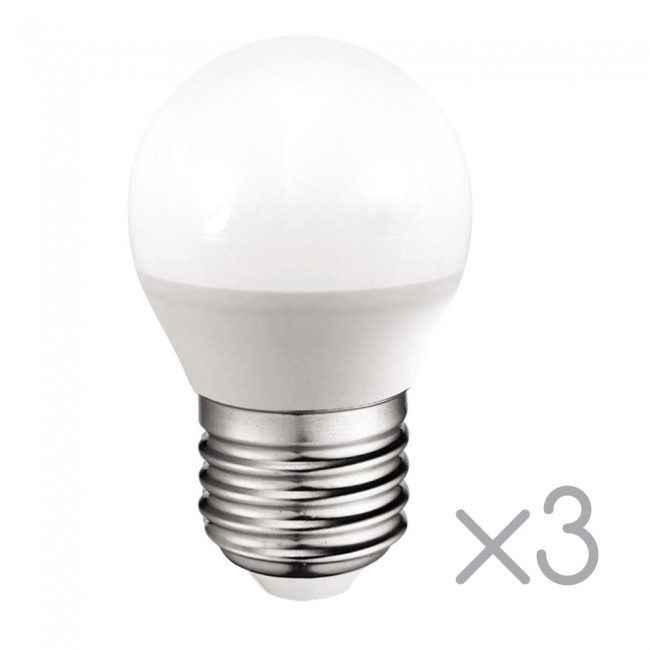 Pack 3 Bombillas LED E27 esférica 5.2W. (Luz fría) Pack 3 Bombillas LED E27 esférica 5.2W. (Luz fría)