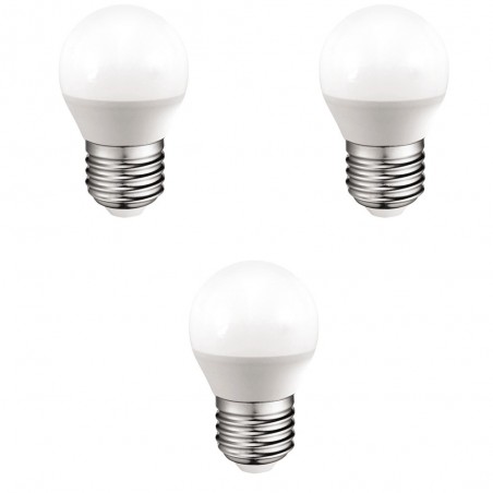 Pack 3 Bombillas LED E27 esférica 5.2W. (Luz fría)