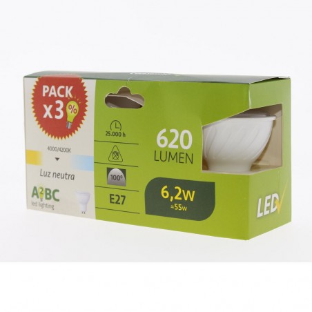Pack 3 Bombillas LED GU10 6.2 W (Luz neutra)