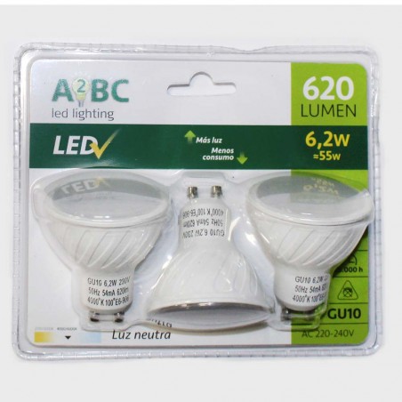 Pack 3 Bulbs LED GU10 6.2 W (Neutral light)