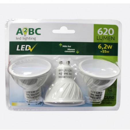 Pack 3 Bombillas LED GU10 6.2 W (Luz fría)