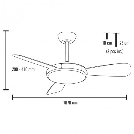 Ventilador con luz LED Leste