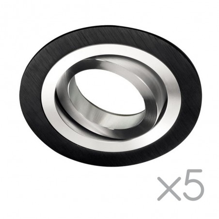Pack 5 Foco empotrable redondo CLASSIC negro