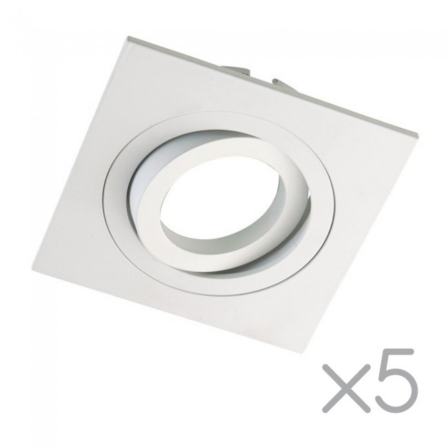 Pack 5 Foco empotrable cuadrado CLASSIC blanco