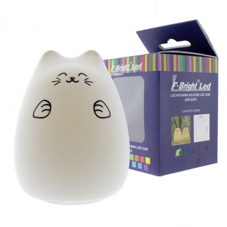 LUZ NOCTURNA SILICONA LED CON USB GATO