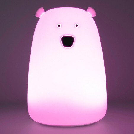LUZ NOCTURNA SILICONA LED CON USB OSO Rosa