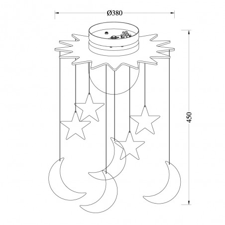Flush light with pendants Stars and Moons