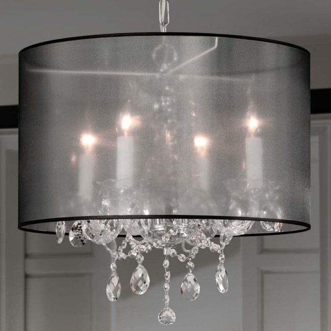 Drum Organza Shade Chandelier Kristall JM Lamps