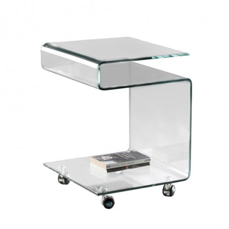 Side Table with wheels Glass