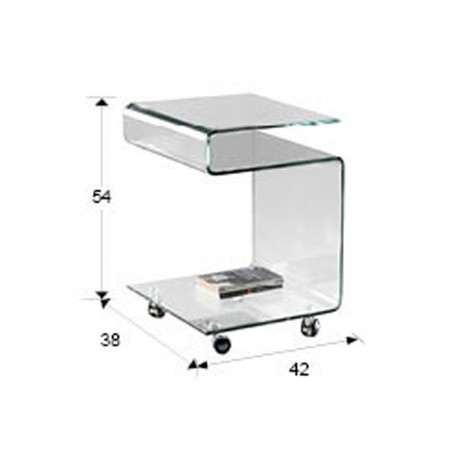 Side Table with wheels Glass