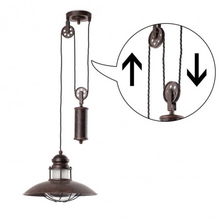 Rustic lamp WINCH -pulley-