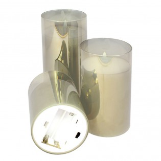 3 Pack Decorative Candles with light (Golden)