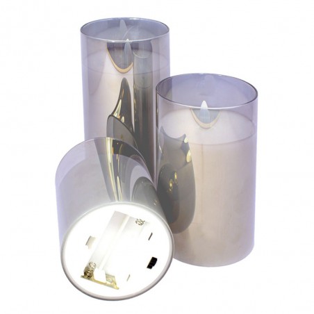Pack 3 Velas con luz Decorativas (Plateadas)