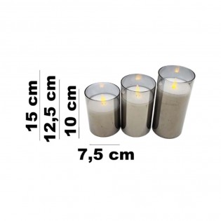Pack 3 Velas con luz Decorativas (Plateadas)