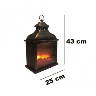Farol con luz decorativa efecto fuego