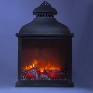 Farol con luz decorativa efecto fuego