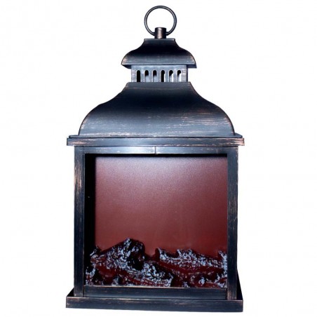 Farol con luz decorativa efecto fuego