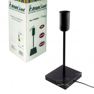 Base con portalámparas E27 Marmol (negro)