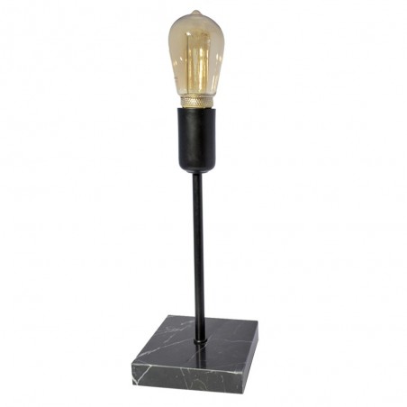 Base con portalámparas E27 Marmol (negro)