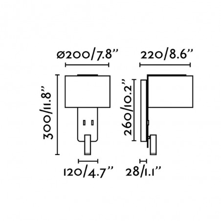 Aplique de pared Fold con lector LED (3W)