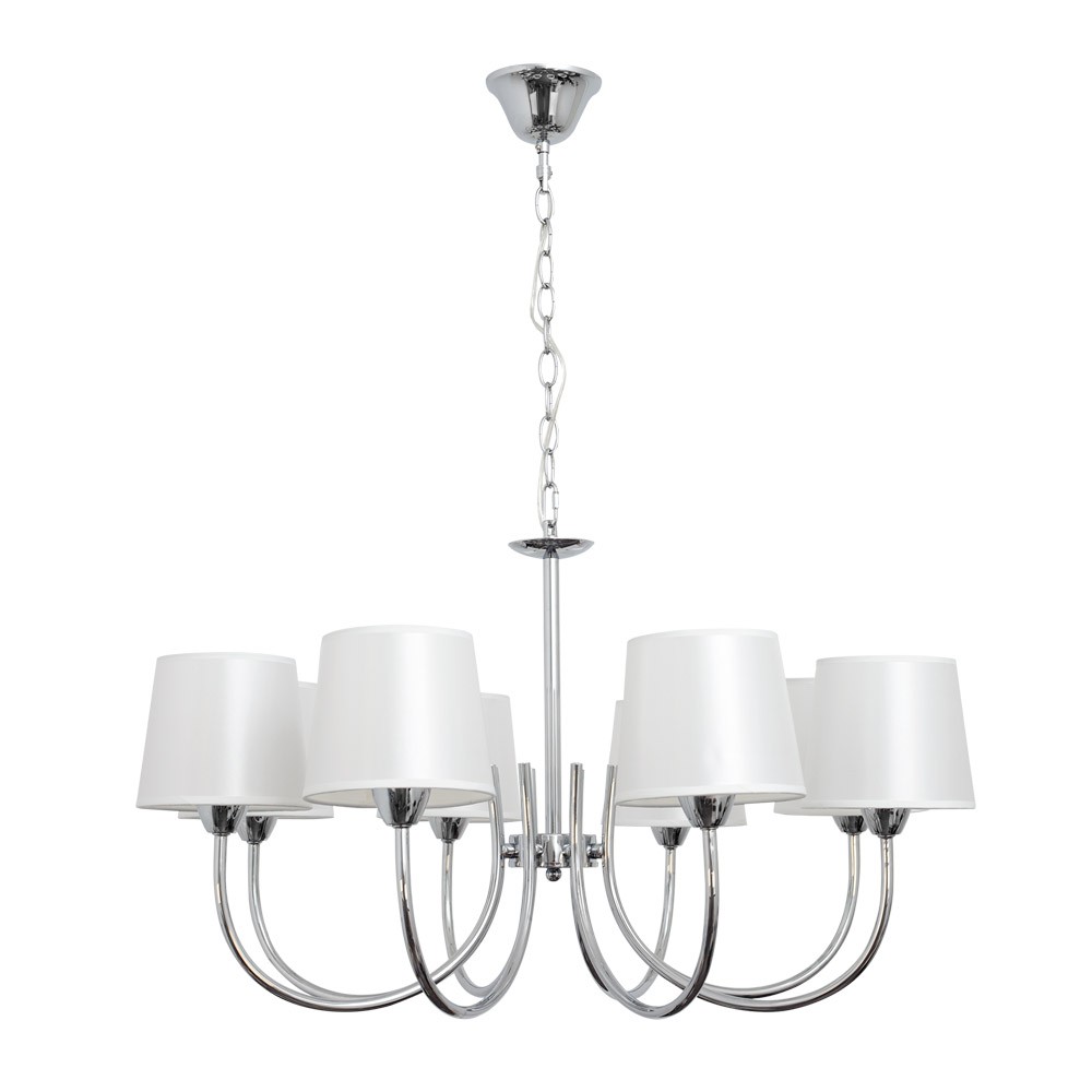 Shop Industrial 8 light Chandelier with Fabric Shade Shop Industrial 8 light Chandelier with Fabric Shade