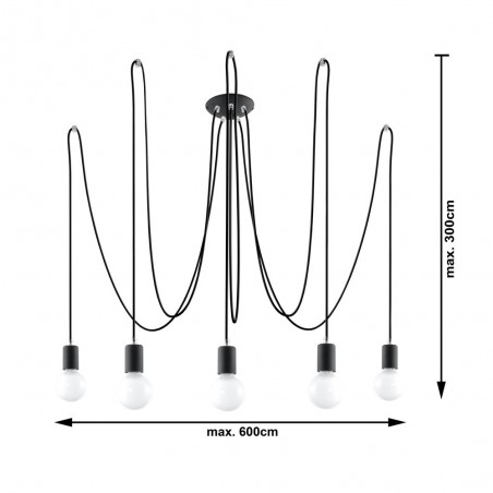 Lámpara colgante Edison (5 luces)