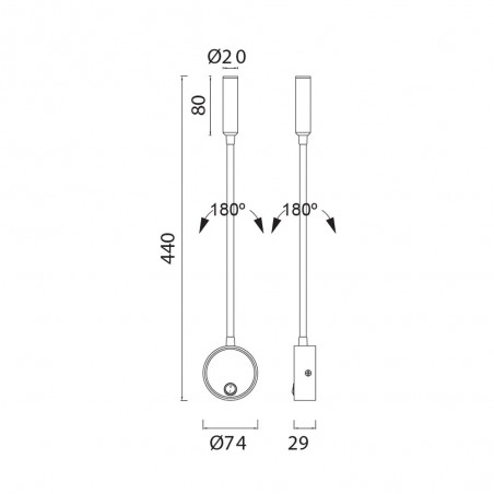 Aplique LED orientable Boavista II (3W)