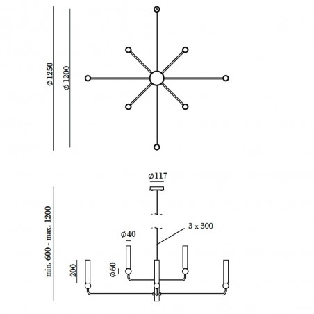 Lámpara de techo Delie Oro LED (8 X5W)