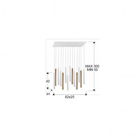 Lámpara colgante LED Varas (14x5W)