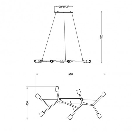 Pendant Lamp Cross (7 lights)