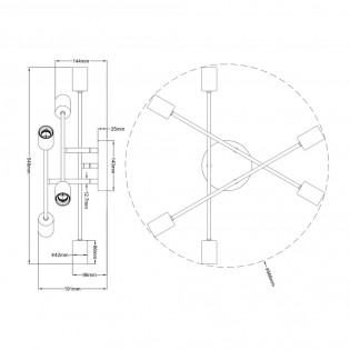 Plafón de techo Cross (6 luces)